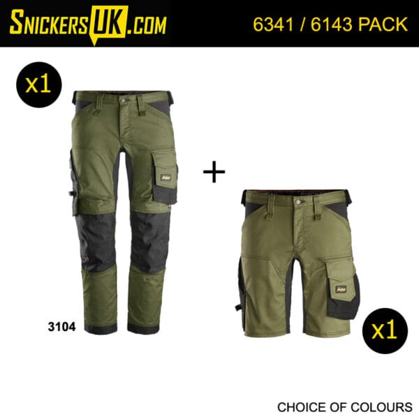 Snickers AllRoundWork Stretch Non Holster Pocket Trousers & Shorts Pack