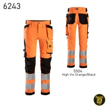 Snickers 6243 AllRoundWork High Vis Stretch Holster Pocket Trousers