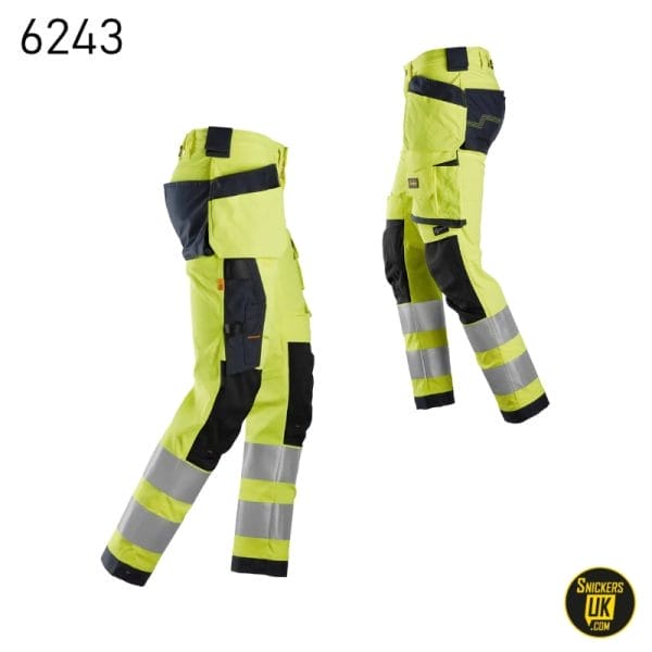 Snickers 6243 AllRoundWork High Vis Stretch Holster Pocket Trousers