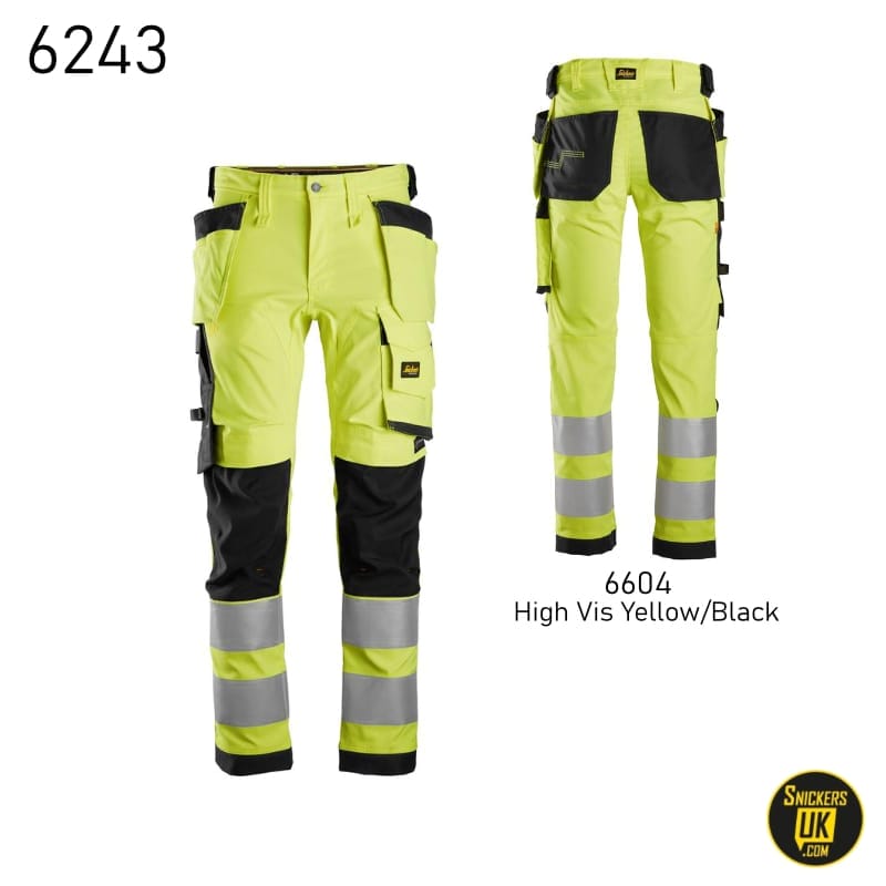 6943 - High-Vis Class 2 Stretch Work Trousers with Holster Pockets