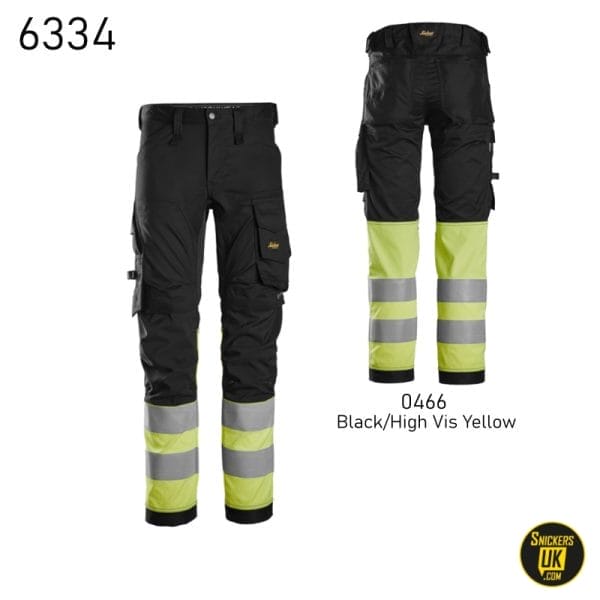 Snickers 6334 High Vis Stretch Non Holster Pocket Trousers