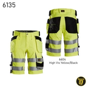 Snickers 6135 High Vis Class 1 Stretch Holster Pocket Shorts