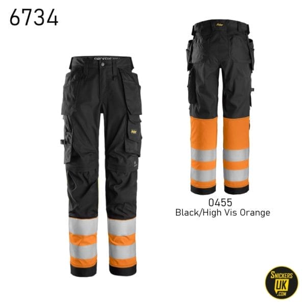 Snickers 6734 Women's High Vis Class 1 Stretch Holster Pocket Trousers